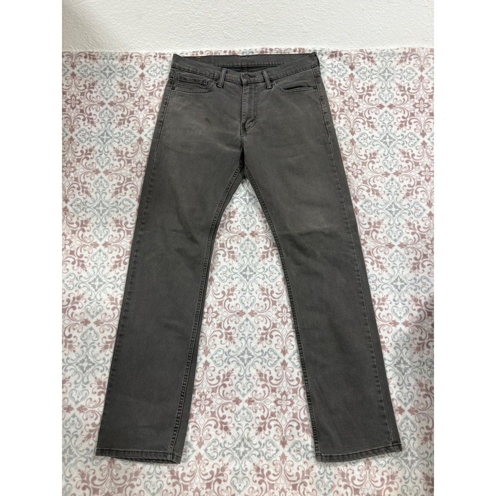 Levis 513 Slim Straight Gray Jeans Mens W32 L32 Stretch Denim Pants